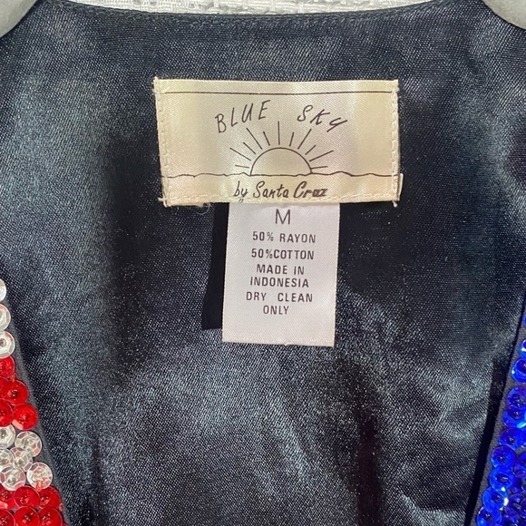 Blue Sky by Santa Cruz American flag sequin vest size M - Picture 2 of 3